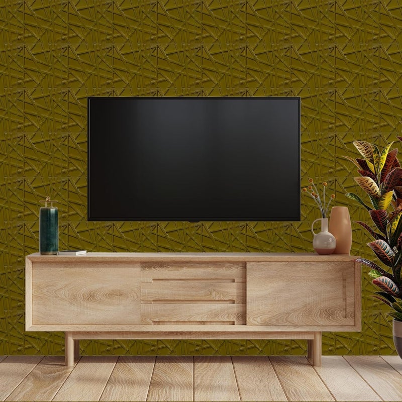 LEVOWAY 3D Wall Panels for Interior Wall Decor, 11.8''x11.8'' 33 Pack Accent Textured Wall Panels for Living Room, Gaming Room, TV Background, Cover 32 Sq.Ft (Brushed Gold) - Image 4